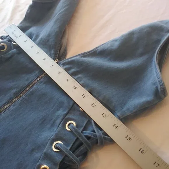 C'est Toi women's size M denim sleeveless jumpsuit - Picture 9 of 16